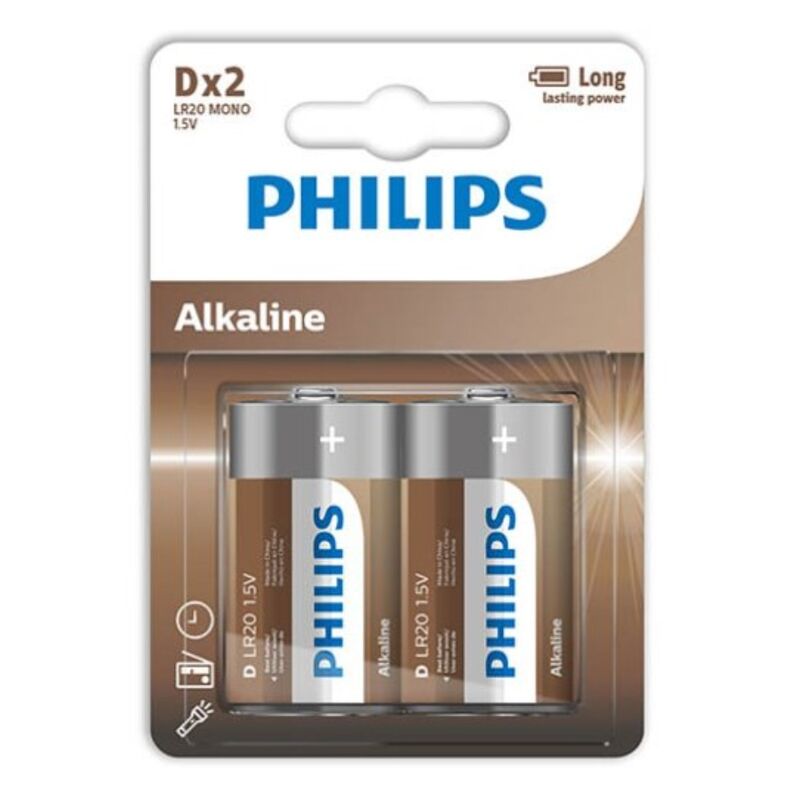 Batteria alcalina D LR20 PHILIPS: energia affidabile e lunga durata di conservazione