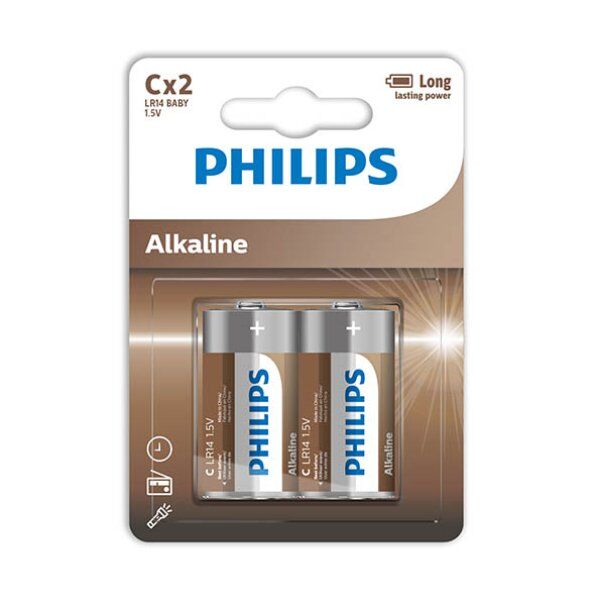 Batterie alcaline C a lunga durata per giocattoli e torce elettriche PHILLIPS