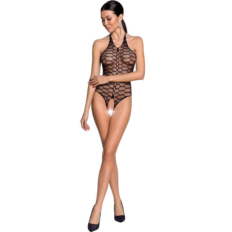 PASSION WOMAN BS087 body stocking nera con apertura inguinale
