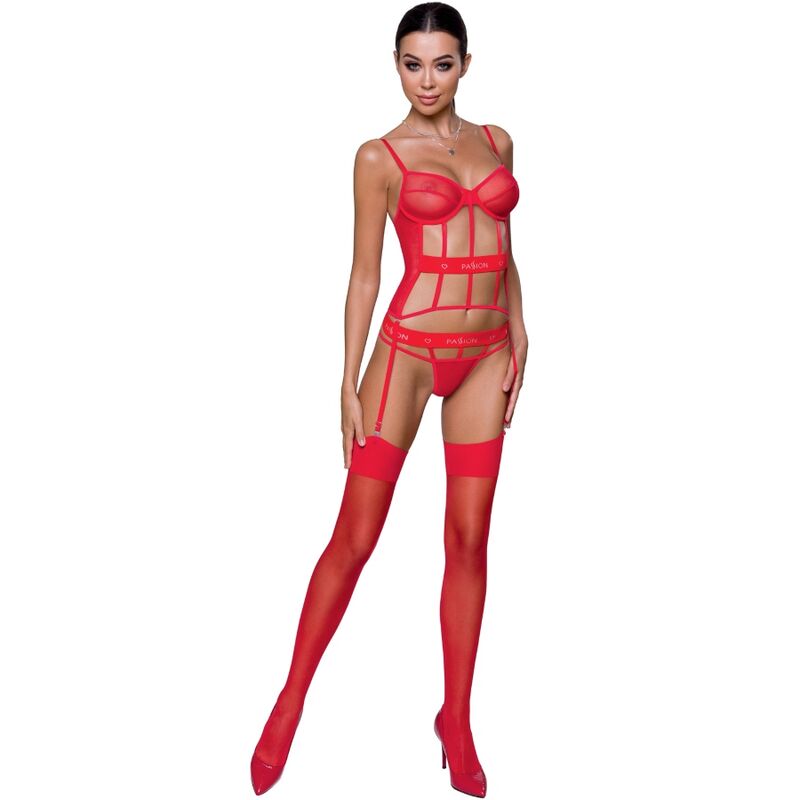 Corsetto sexy in mesh trasparente con spalline regolabili e pizzo PASSION