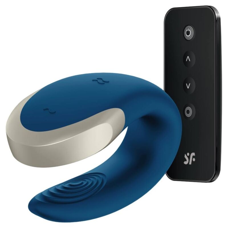 Satisfyer Double Love Luxury vibratore di coppia con controllo tramite app, blu