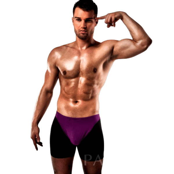 PASSION MEN Sexy boxer 009 viola e neri, S/M