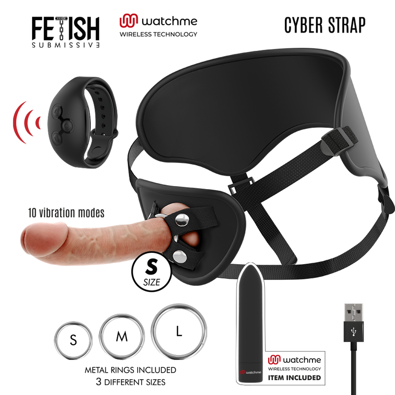 Set strap-on Fetish Submissive Cyber Strap con dildo e telecomando