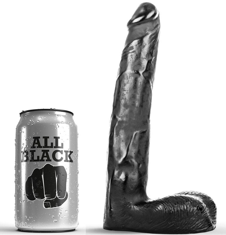 Dildo realistico ALL BLACK con texture, 21 cm