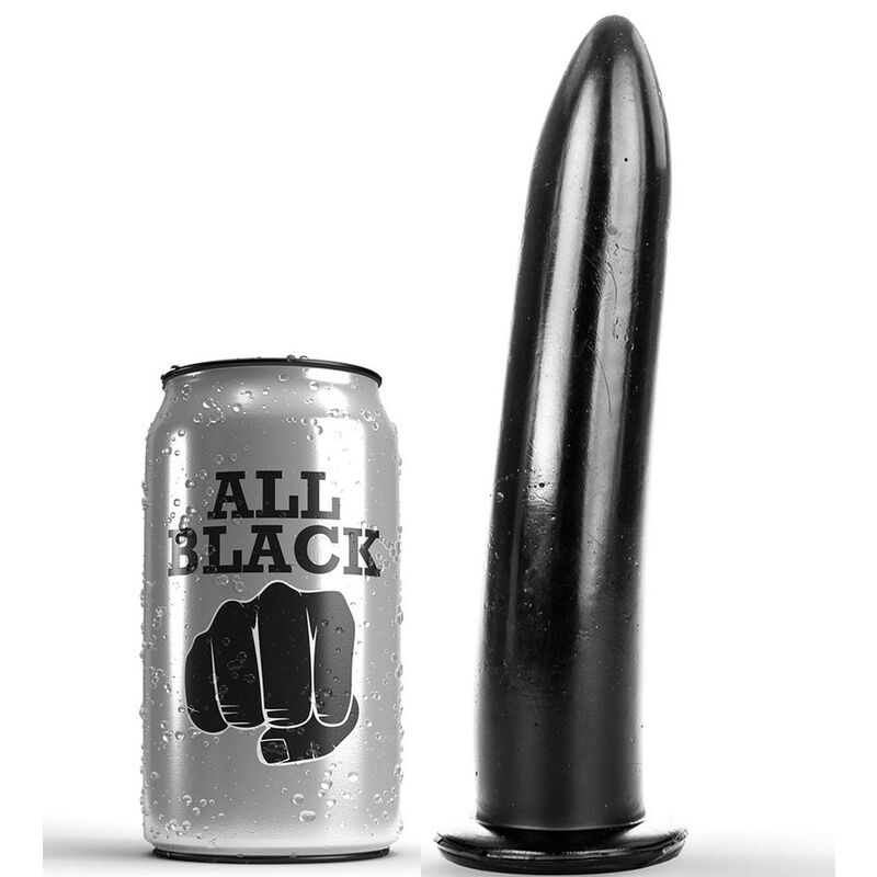 ALL BLACK dildo liscio con punta affusolata