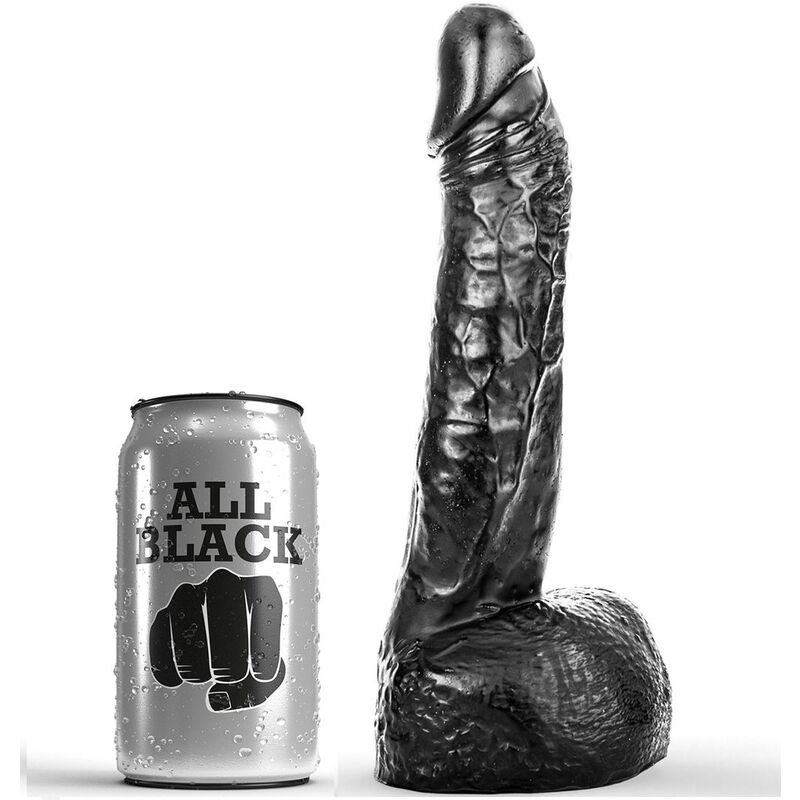 Dildo ALL BLACK dalla forma realistica, 20 cm