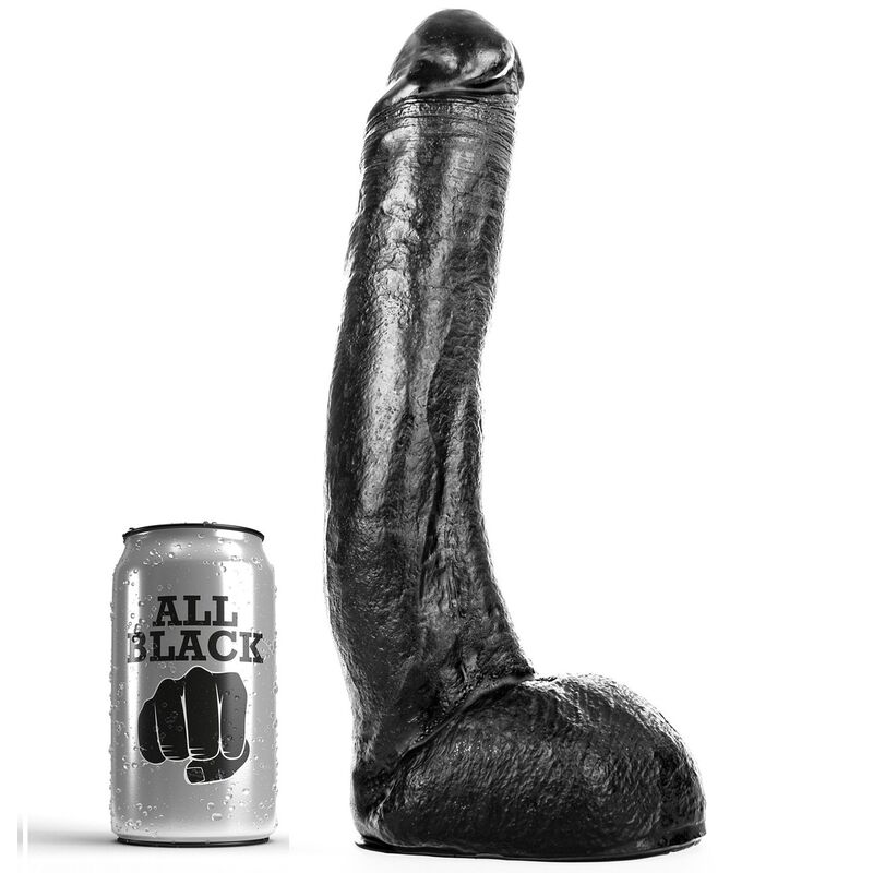 Dildo curvo ALL BLACK, 29 cm