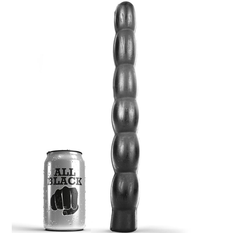 Dildo anale scanalato ALL BLACK, 32 cm