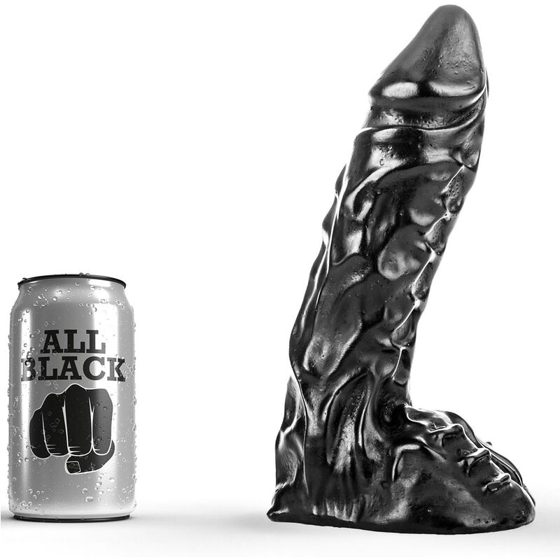 Dildo ALL BLACK da 23 cm con dettagli pronunciati