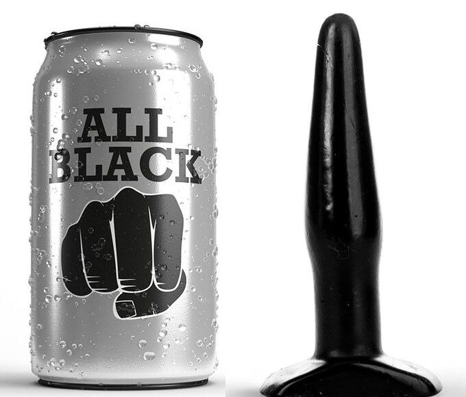 ALL BLACK plug anale in PVC, 11 cm