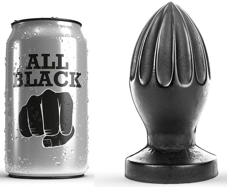 Plug anale ALL BLACK con scanalature profonde, 12 cm