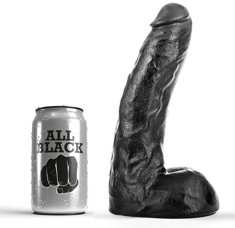 Dildo ALL BLACK in PVC, 22 cm