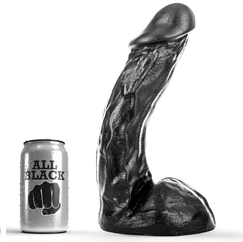 Dildo ALL BLACK, leggermente curvo, 28 cm
