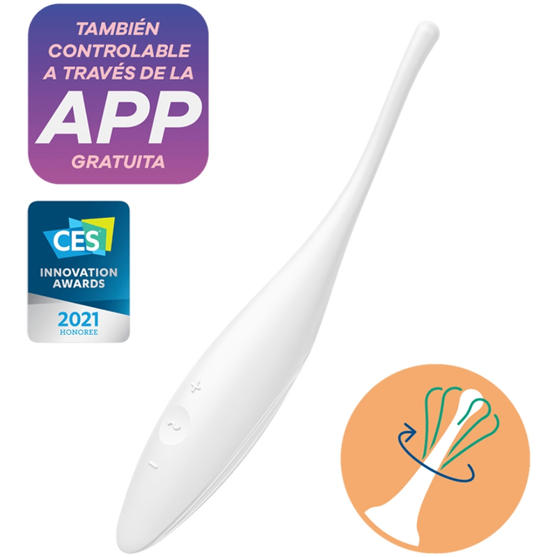 Satisfyer Twirling Joy vibratore per il clitoride con app, bianco