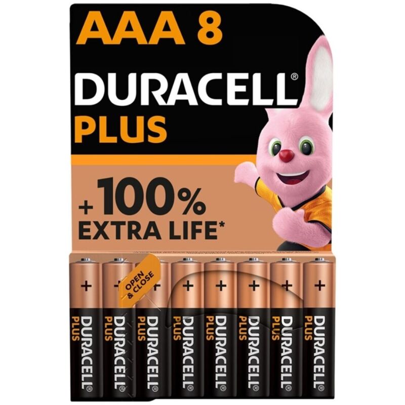 Batterie AAA alcaline LR03 a lunga durata, confezione da 8 per la casa DURACELL