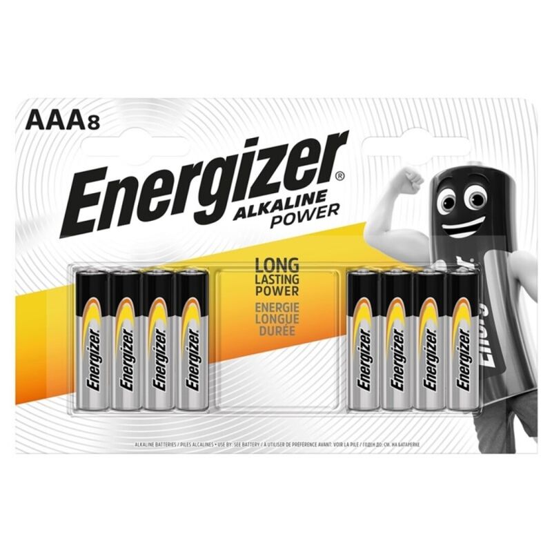 Batterie alcaline AAA, confezione da 8, di lunga durata per l’uso quotidiano e i tuoi dispositivi ENERGIZER
