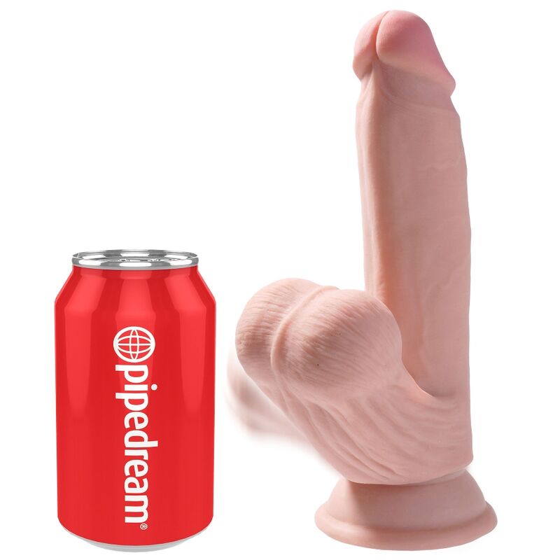 Dildo KING COCK Plus con testicoli mobili e ventosa, 15,2 cm