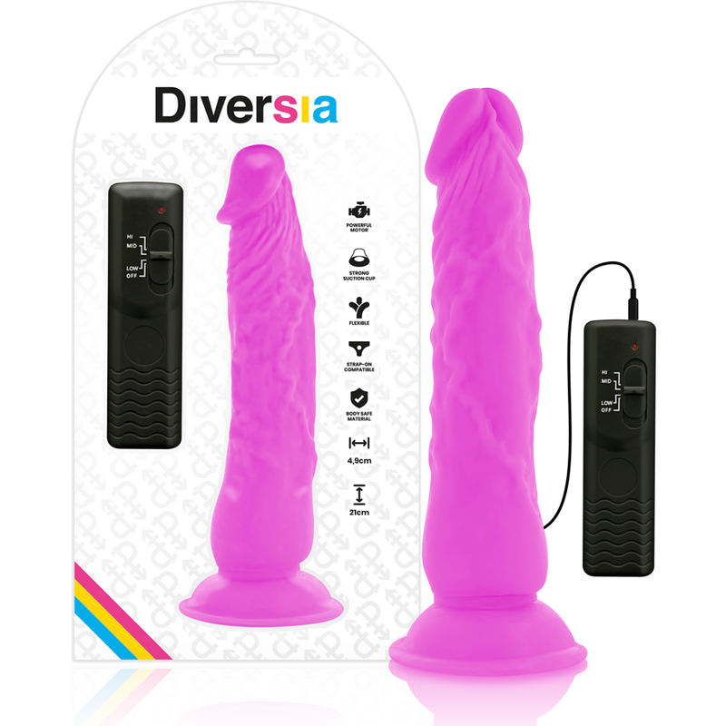 DIVERSIA Vibratore con asta flessibile, 21 cm, viola