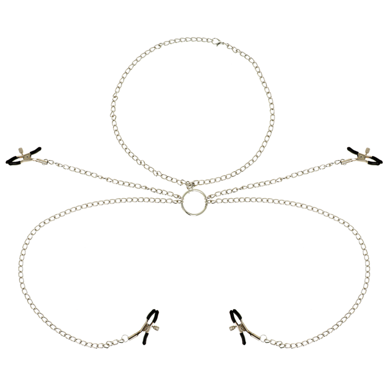 OHMAMA FETISH Morsetti per capezzoli con collana a catena