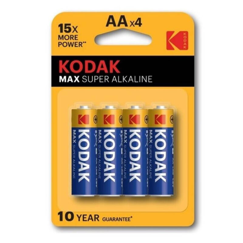 Pile alcaline AA LR6 ad alta capacità e lunga durata, confezione da 4 KODAK