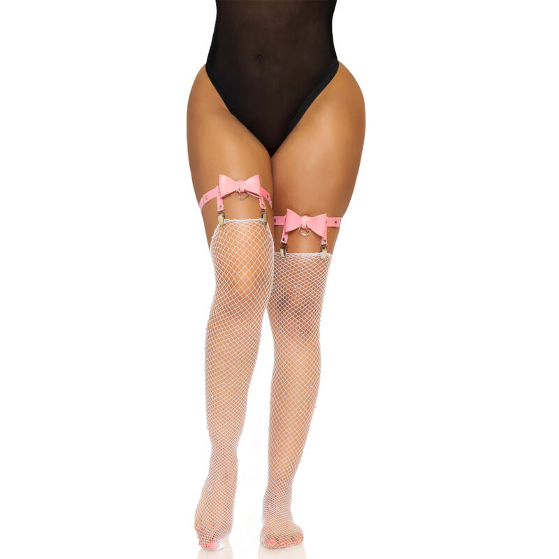 Gi liga vegana in PU regolabile con dettaglio a cuore rosa LEG AVENUE