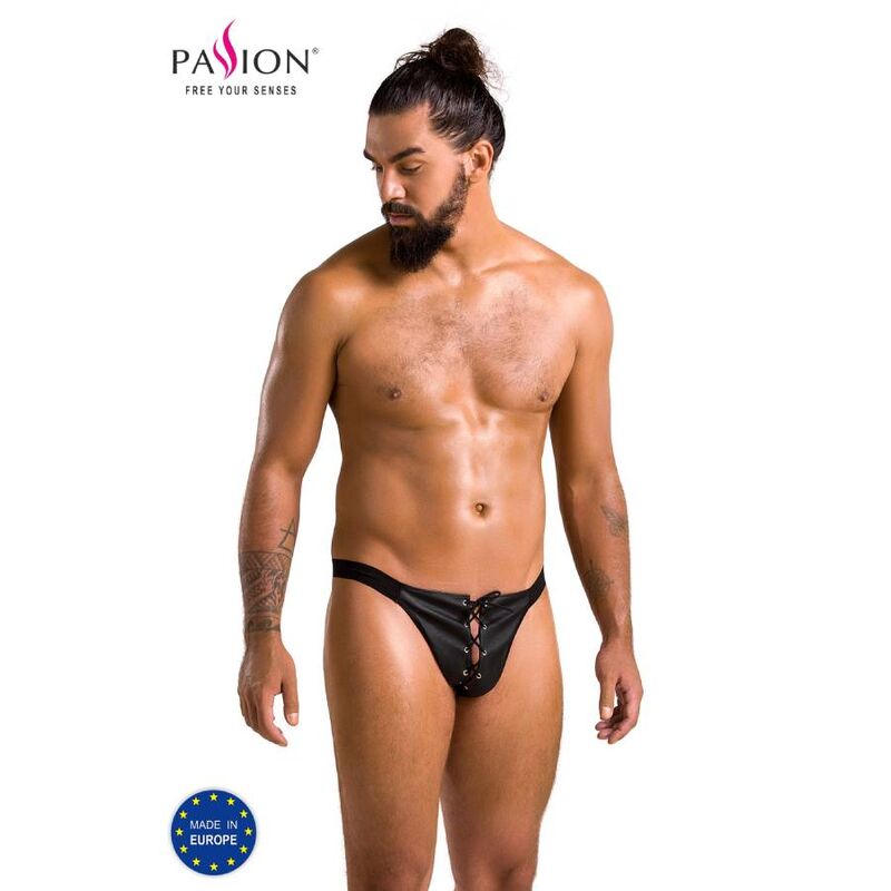 Jockstrap aperto in PU, effetto modellante, nero, taglia S M PASSION