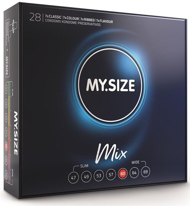 Preservativi standard MY.SIZE Mix, 60 mm, 28 pezzi