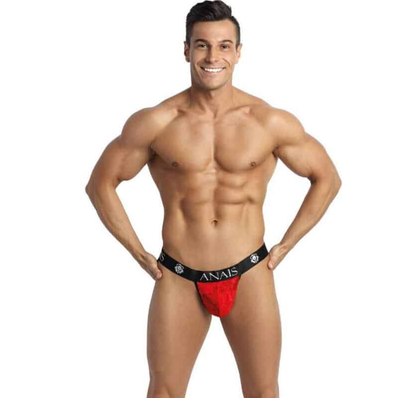 Jockstrap rosso in pizzo, elasticizzato e dal taglio audace, ANAIS