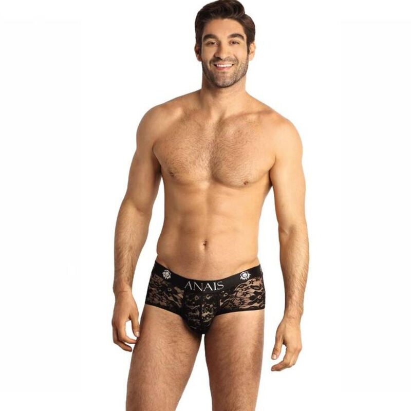 Slip in pizzo nero dal taglio sportivo, in poliestere elasticizzato ANAIS