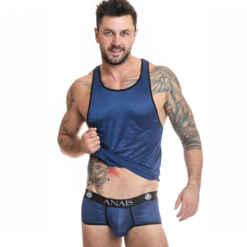 Top in tulle aderente con righe in raso, blu navy ANAIS