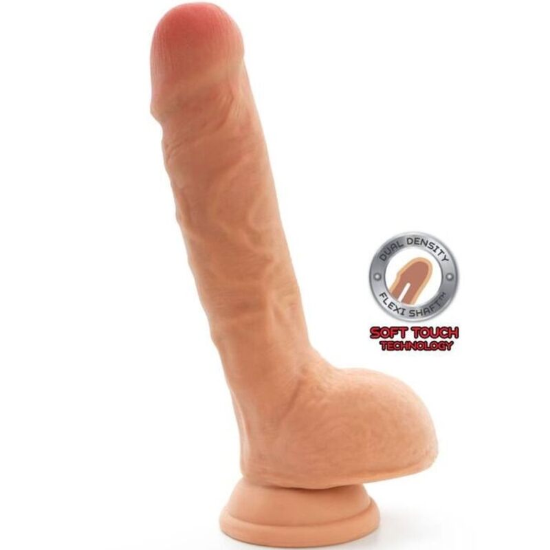 GET REAL dildo Dual Density con testicoli, 18 cm