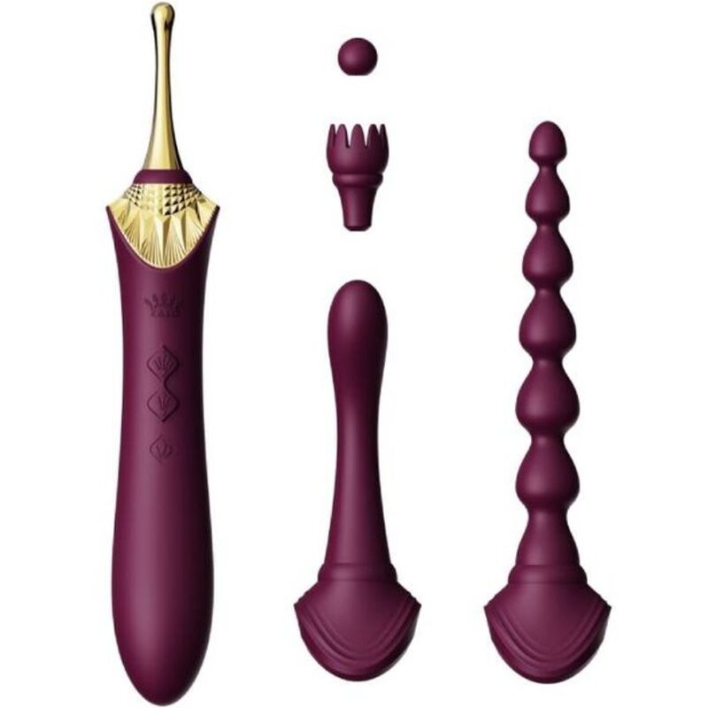 Mini vibratore ZALO Bess 2 con 4 accessori, viola
