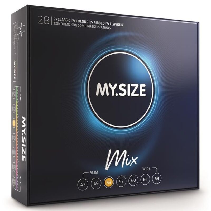 Preservativi MY SIZE Mix standard da 53 mm, 28 pezzi
