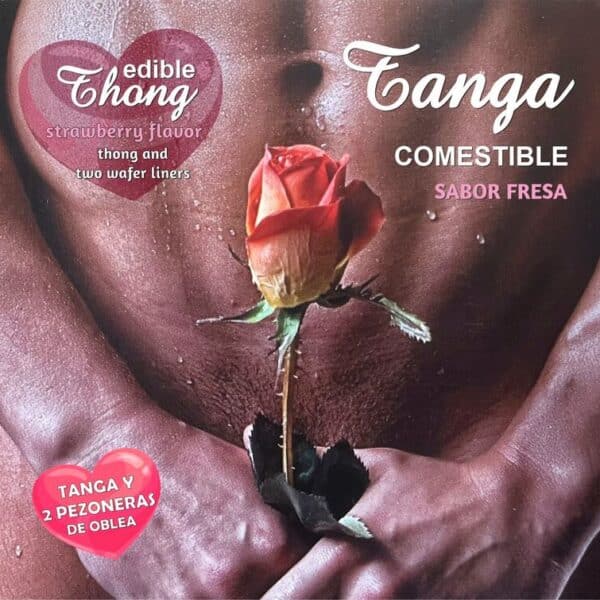 Perizoma commestibile HOTFLOWERS da uomo con due copricapezzoli, alla fragola