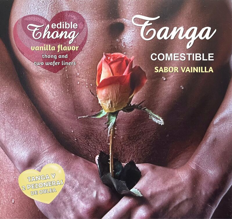 HOTFLOWERS perizoma da uomo commestibile con 2 copricapezzoli al gusto vaniglia
