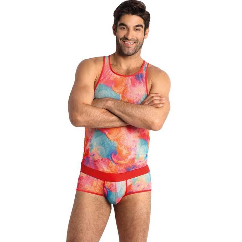 Top sexy da uomo in lycra con stampa di banane e fascia elastica in vita per il massimo comfort ANAIS