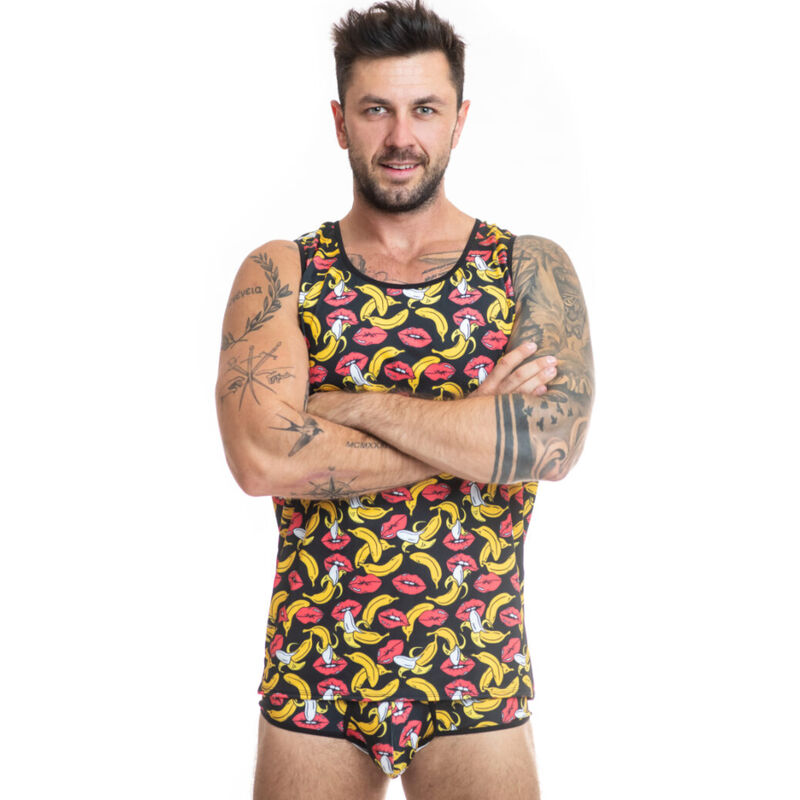 Top sexy in lycra aderente con stampa di banane, per il club e tutti i giorni ANAIS
