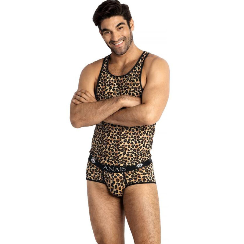 Top sexy da uomo in morbida microfibra con stampa animalier per una vestibilità confortevole ANAIS