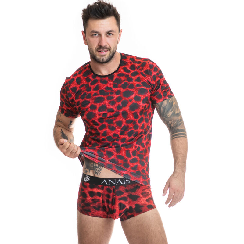 T shirt da uomo aderente con stampa animalier e morbida microfibra ANAIS