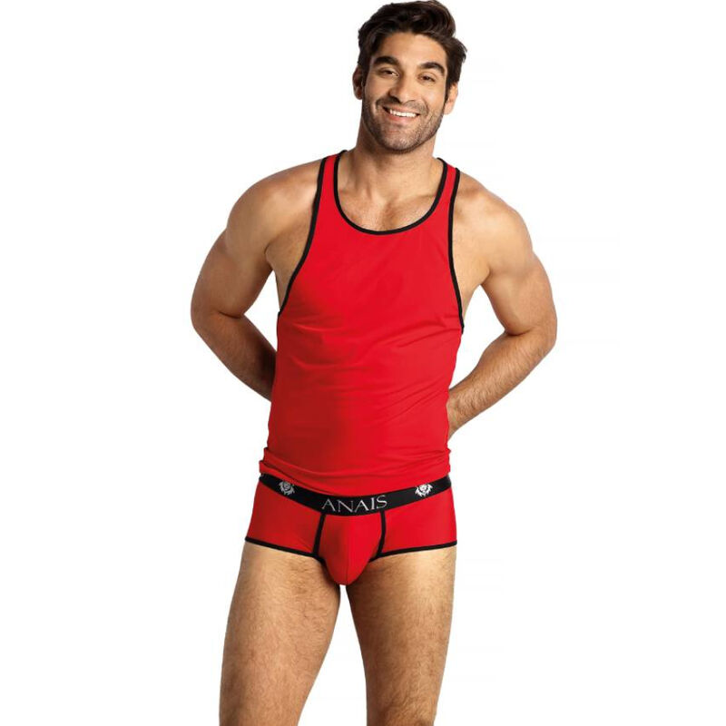 Top da uomo aderente in microfibra rossa, elasticizzato e confortevole ANAIS MEN