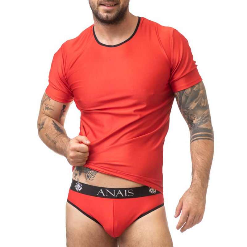 T shirt da uomo in microfibra aderente con bordo a contrasto, piacevolmente morbida ANAIS