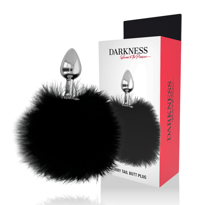 DARKNESS plug anale con coda, nero, 7 cm