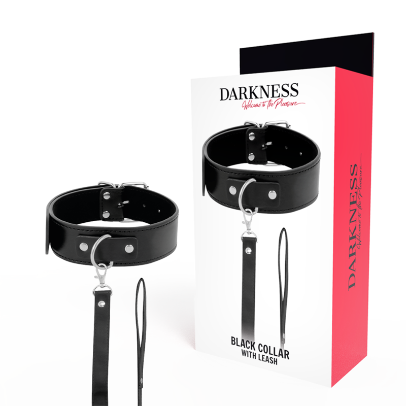 Collare BDSM DARKNESS con catena e passante per la mano