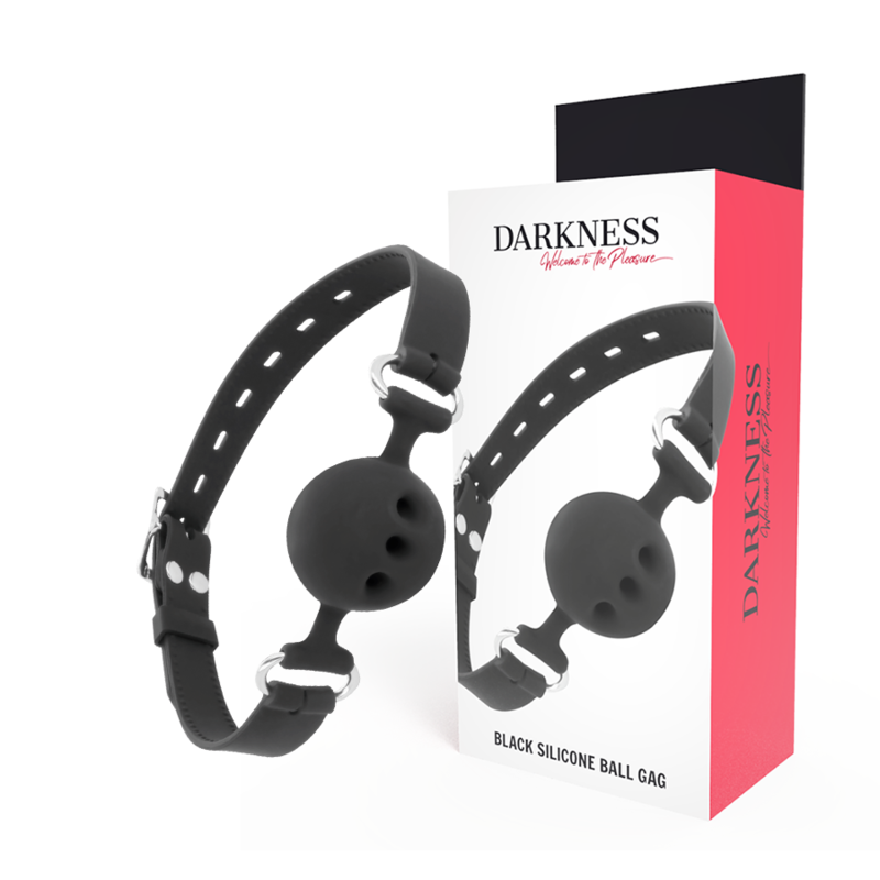 Bavaglio DARKNESS in silicone con cinturini regolabili in pelle