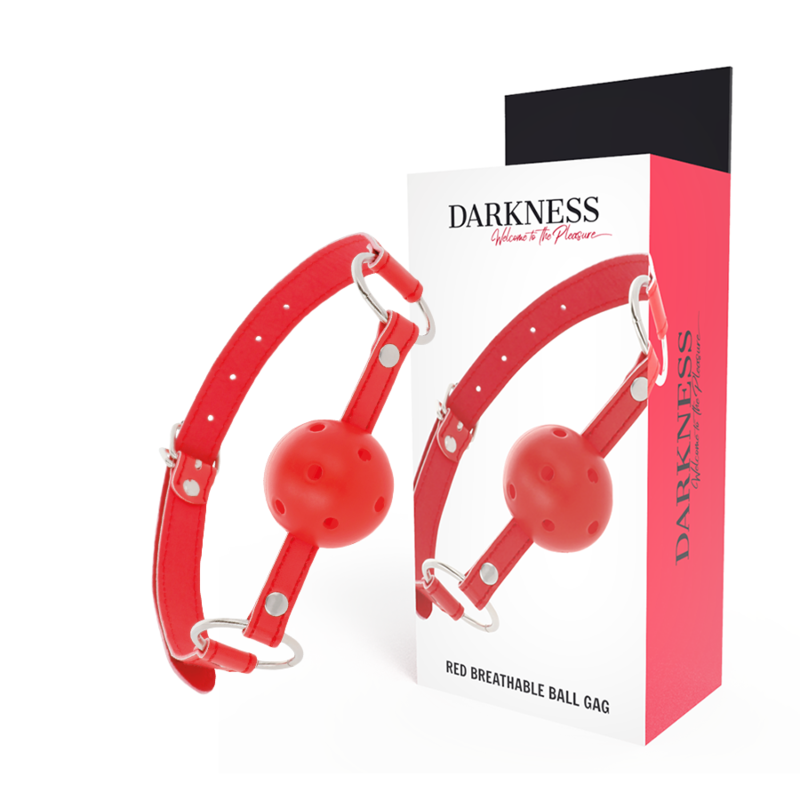 Ball gag rossa DARKNESS con fascia in pelle regolabile