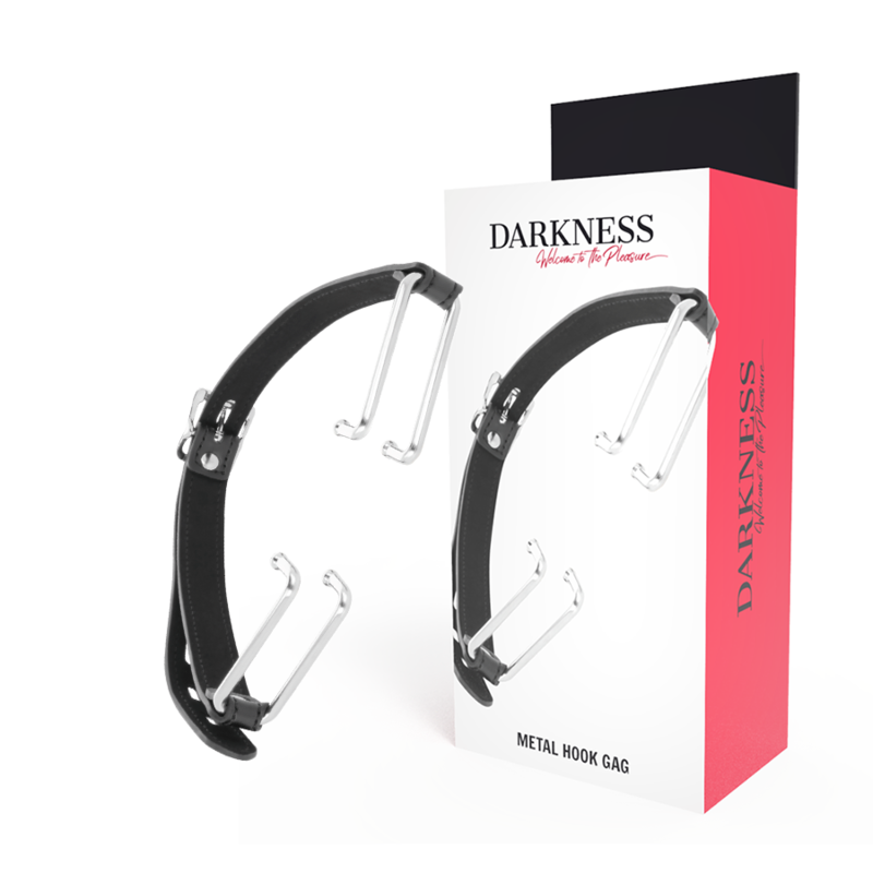 Bavaglio DARKNESS BONDAGE in pelle nera con gancio
