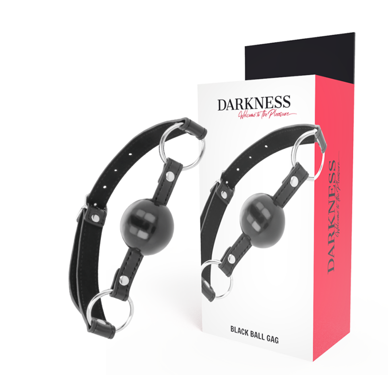 Ball gag nero DARKNESS con cinturino in pelle