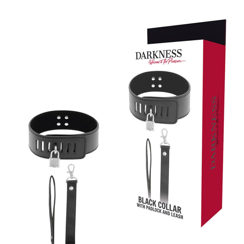 Collare BDSM DARKNESS con lucchetto e catena