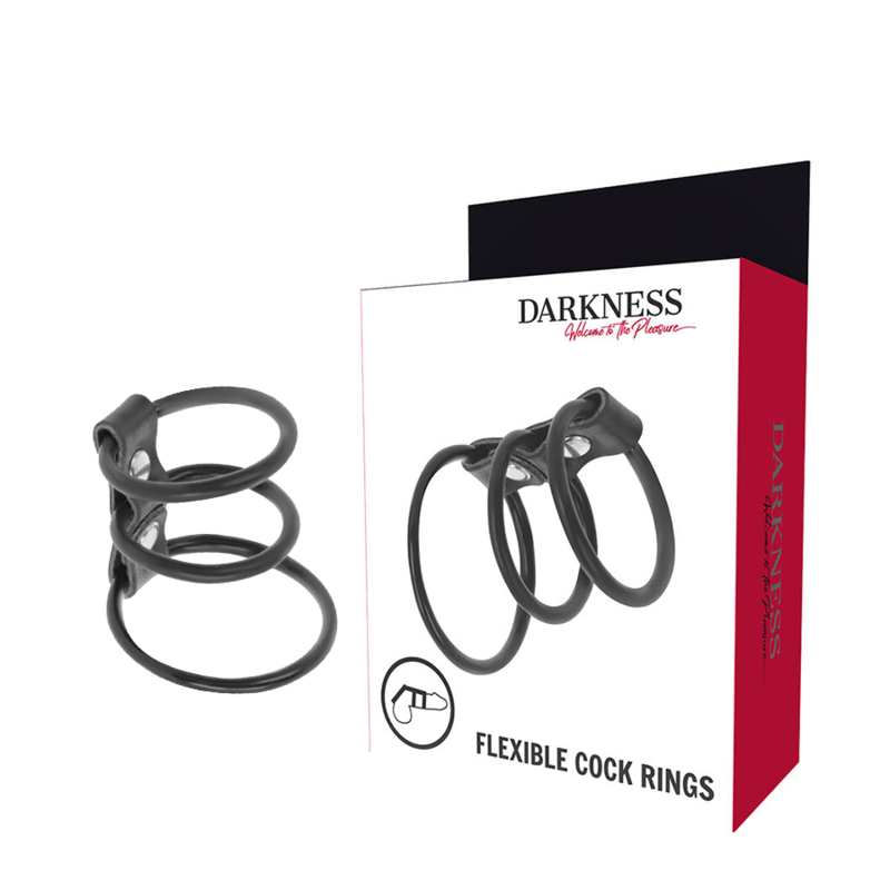 Set DARKNESS di anelli per il pene con 3 anelli flessibili