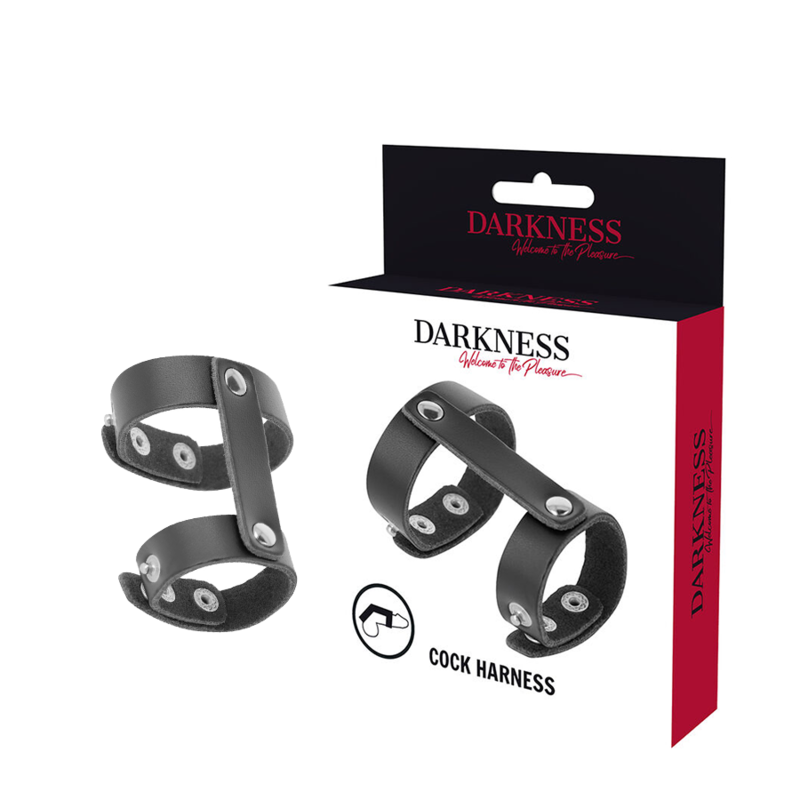 Anello fallico regolabile DARKNESS con anello per i testicoli in similpelle